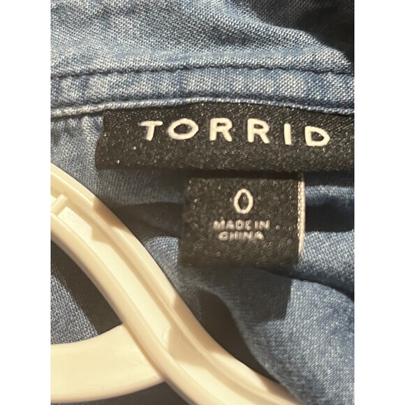 Torrid Jean Button Down Jean Shirt, Size 0/12 - Picture 7 of 10